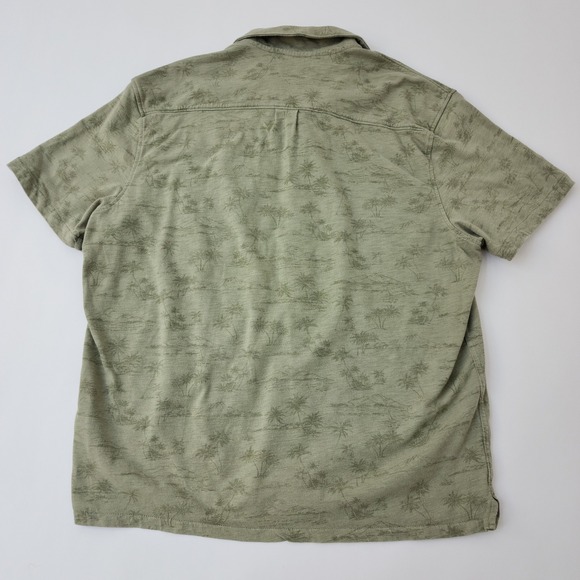 American Eagle Mens Large Green Tropical Palm Tree Short Sleeve Button - Picture 9 of 10